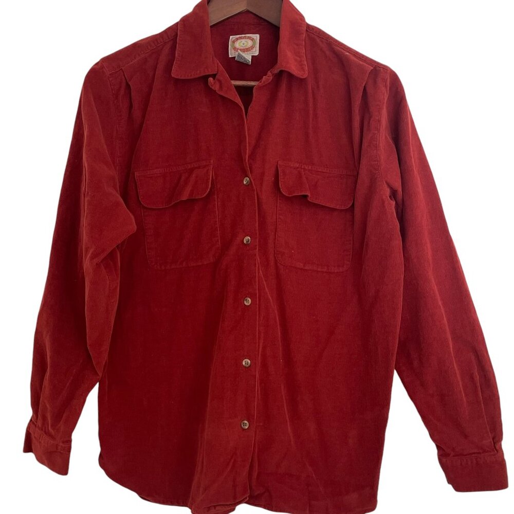 Vtg Banana Republic Safari Label Corduroy Button Down Shirt M Red / Orange Top
